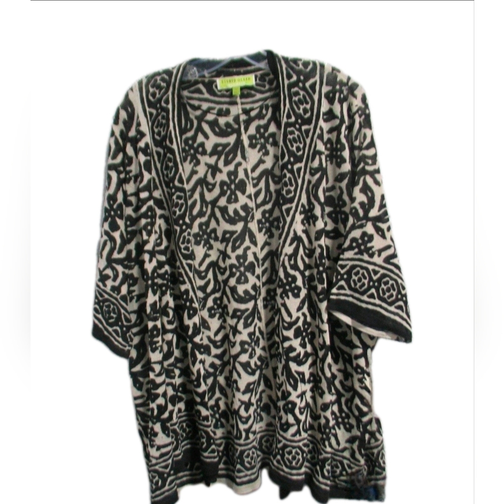 Sigrid Olsen Black and White Patterned Cardigan